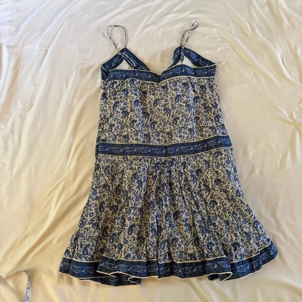 NWT Abercrombie Blue Floral Mini Dress S Cottagecore Western Boho